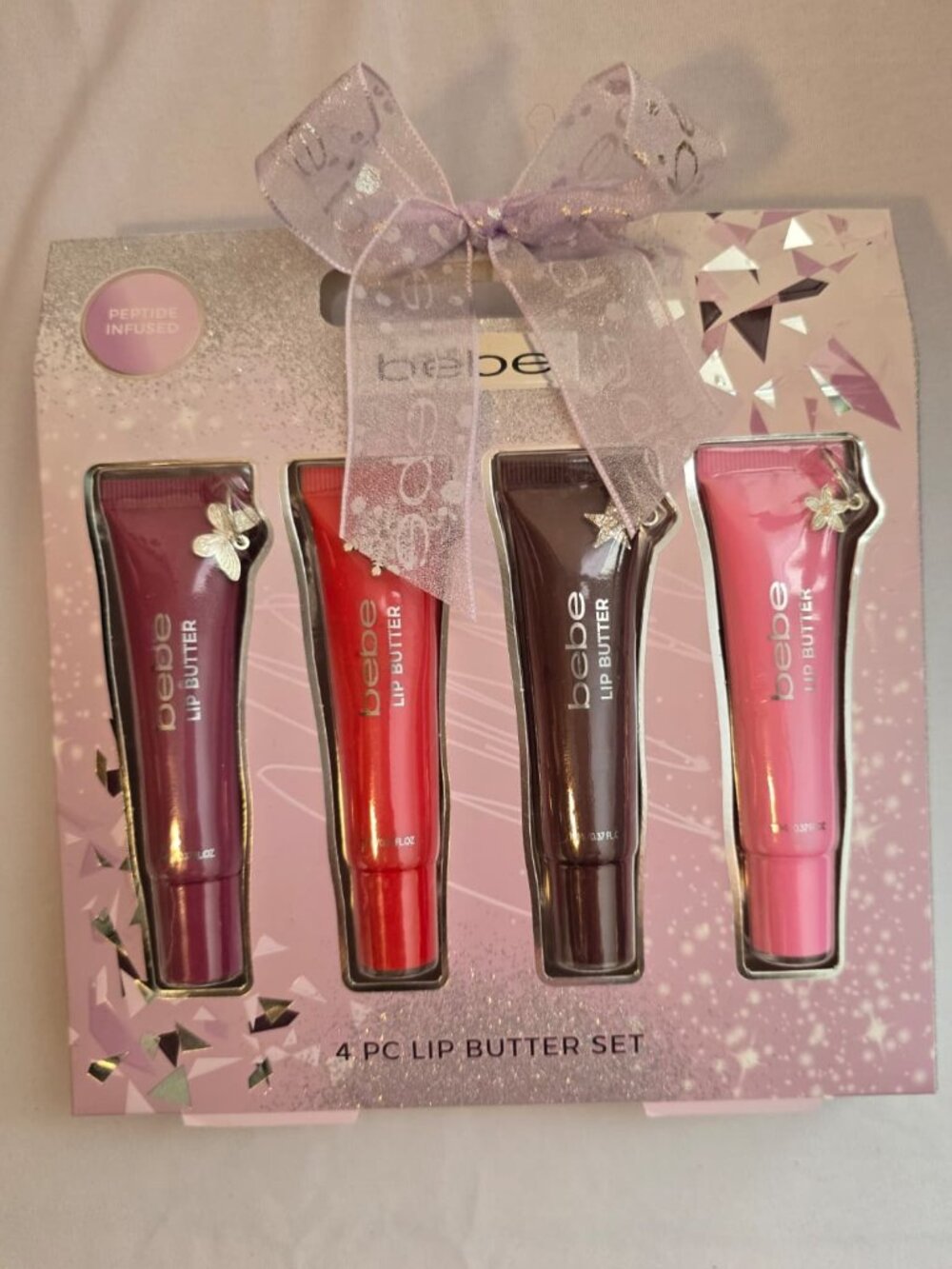 Bebe Lip Butter Set 4 Pc Peptide Infused Hydrating Lip Gloss Set New